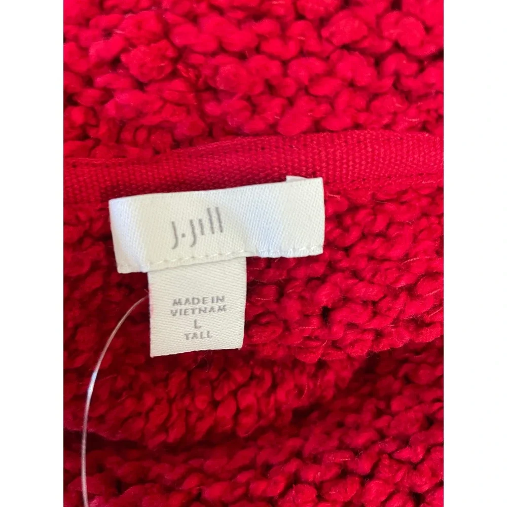 NWT J. Jill Womens Sweater XLT Cowl Neck Scarlet Red Textured Knit Tall 304673